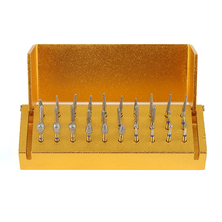 30 Chiếc Nha Khoa Mũi Khoan Kim Cương + Khối Khử Trùng Tay Cầm Tốc Độ Cao Giá Đỡ Dụng Cụ Làm Trắng Răng