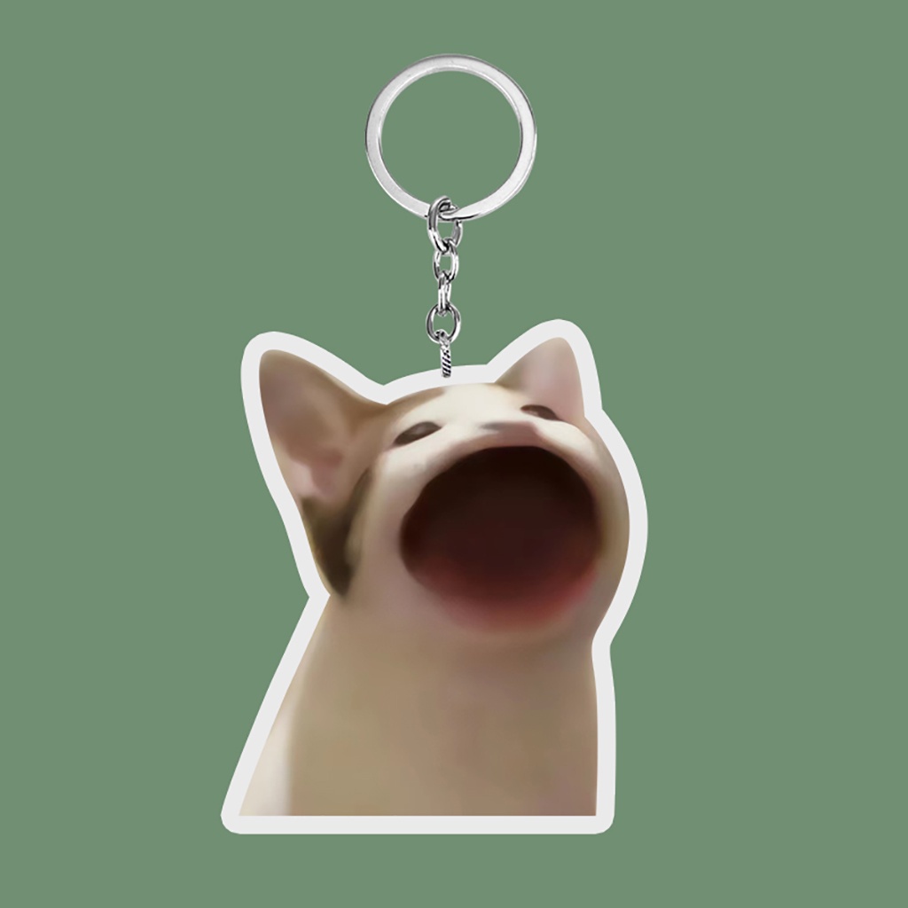 Móc khóa chó mèo há miệng ăn cơm cho bạn bè, người yêu