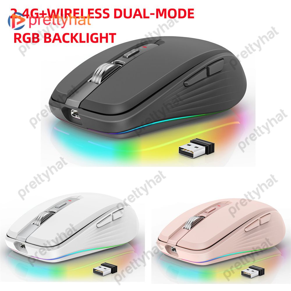 Chuột 2.4G Không Dây Có Thể Sạc Lại Chế Độ Kép Chuột Câm Rgb Thích Hợp Cho Windows Mac Ios Android Máy Tính Xách Tay Máy Tính Bảng Máy Tính Di Động Prettyhat