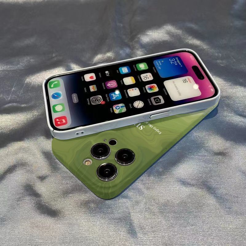 Ốp Điện Thoại Cứng Màu Xanh Matcha Sang Trọng Chống Rơi Cho Iphone 11Plus 13 14proxsmax 12max New / 8 SWYI