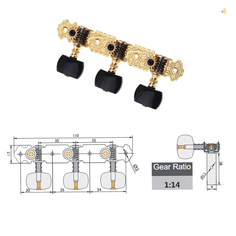 Set 1 Cặp Chốt Chỉnh Dây Đàn 3 Đầu Máy Alice AOS-020B3P Mạ Vàng Cổ Điển