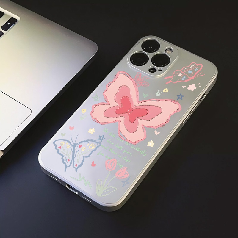 Ốp Điện Thoại Mềm Trong Suốt Chống Sốc Họa Tiết Bướm Cho IPhone 14 11 Pro Max 13 12 8 7 Plus XS X XR SE 2020