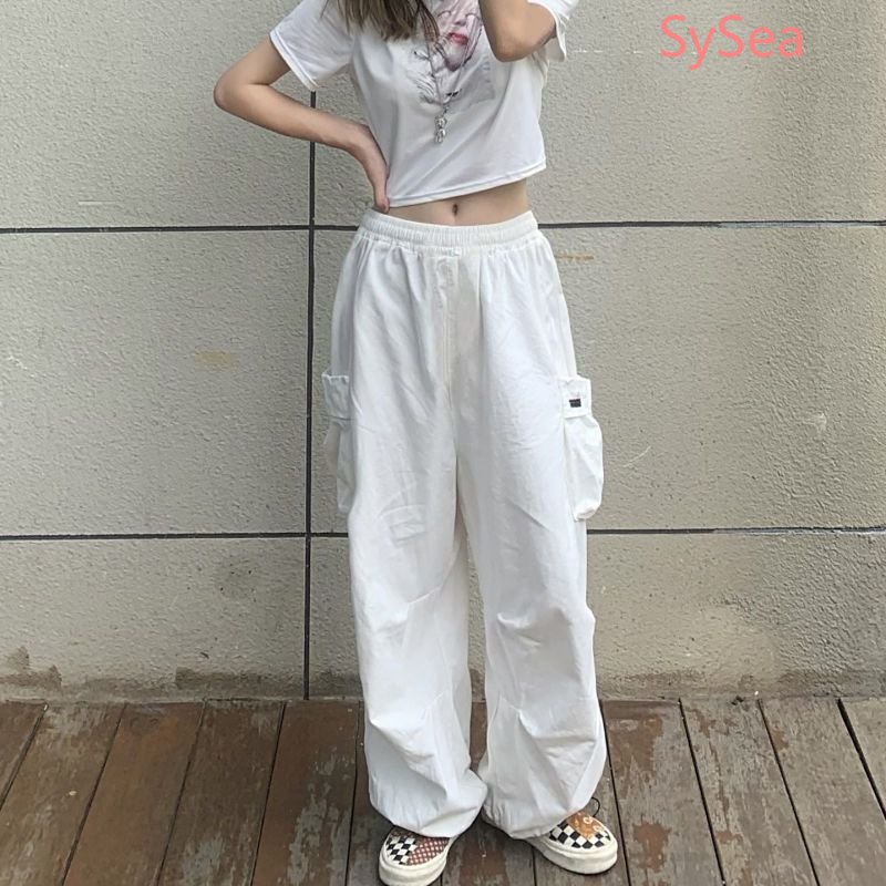 Quần ống rộng Phối Túi Plus Size Phong Cách Hàn Quốc Cho Nữ