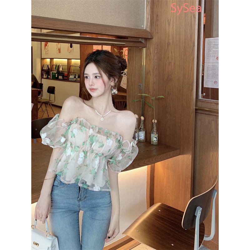 Áo Hoa Trễ Vai Phong Cách Hàn Quốc Xinh Xắn Cho Nữ
