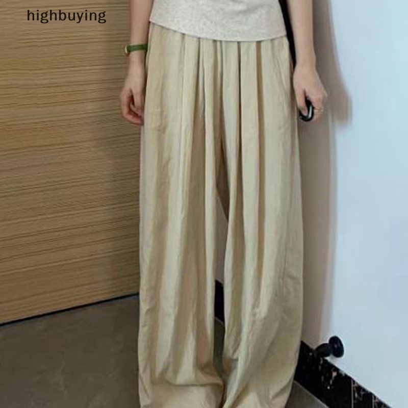 Quần ống rộng Lưng Cao Bằng Lụa Mát Thời Trang Mùa Hè Dành Cho Nữ