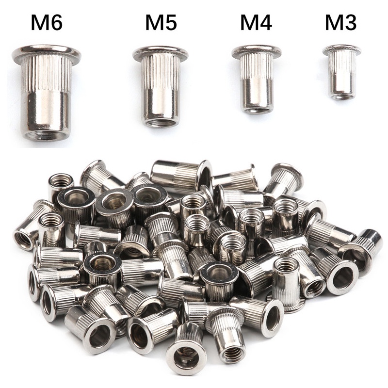 Bộ 10 / 30 / 50 Đinh Tán m3 / m4 / m5 / m6 / m8 / m10 / m12 Bằng Thép Không Gỉ