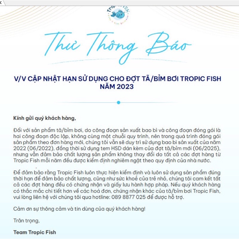 Tã Bỉm bơi TropicFish cho bé xuất xứ Đan Mạch