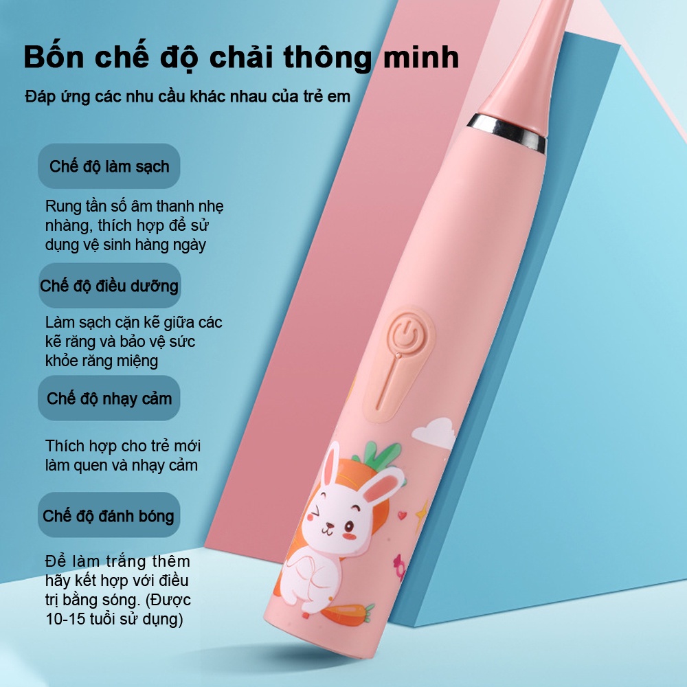 Bàn chải đánh răng điện trẻ em có thể sạc lại Tóc mềm Phim hoạt hình Sonic Bàn chải đánh răng 3-12 tuổi Bé thông minh Bàn chải đánh răng có thể sạc lại Làm sạch khoang
