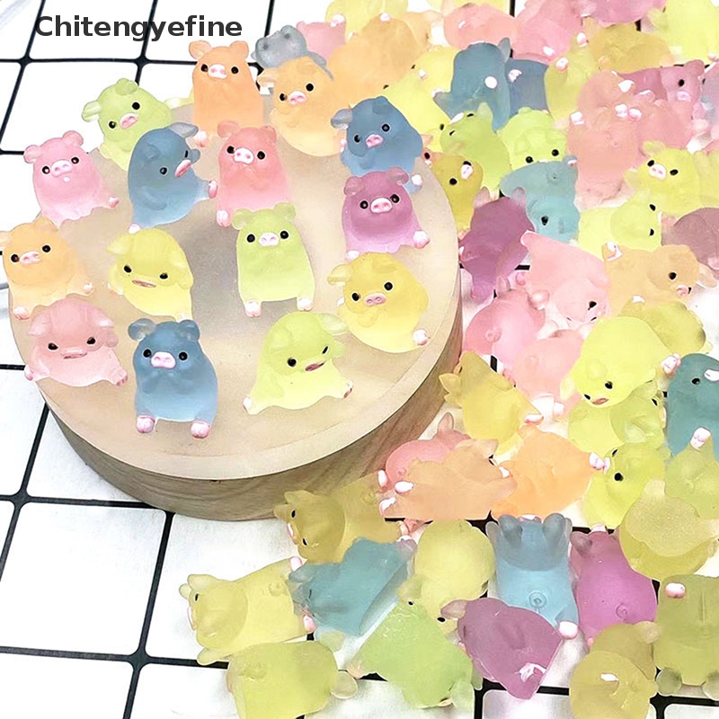 Set 1 / 5 Mô Hình Chú Heo Dạ Quang Mini Bằng Nhựa Resin Trang Trí Bảng Điều Khiển Xe Hơi / Nhà Cửa DIY