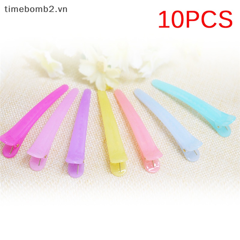 Set 10 Kẹp Tóc Răng Cá Sấu Bằng Nhựa Nhiều Màu Sắc DIY