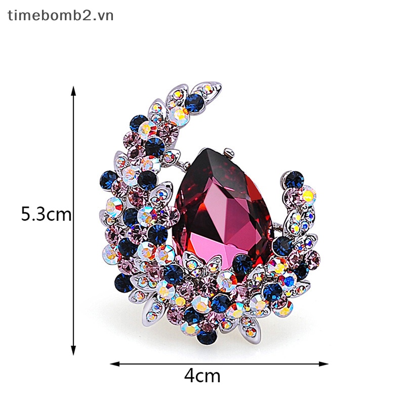 {Timebomb} Ghim Cài Áo Hợp Kim Hình Giọt Nước Pha Lê Mưa Mặt Trăng Thời Trang Thanh Lịch.