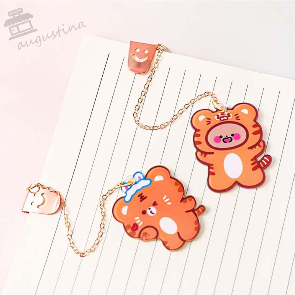 Kẹp Đánh Dấu Trang Sách Bằng Thép Không Gỉ Acrylic In Hình Hổ Hoạt Hình Đáng Yêu