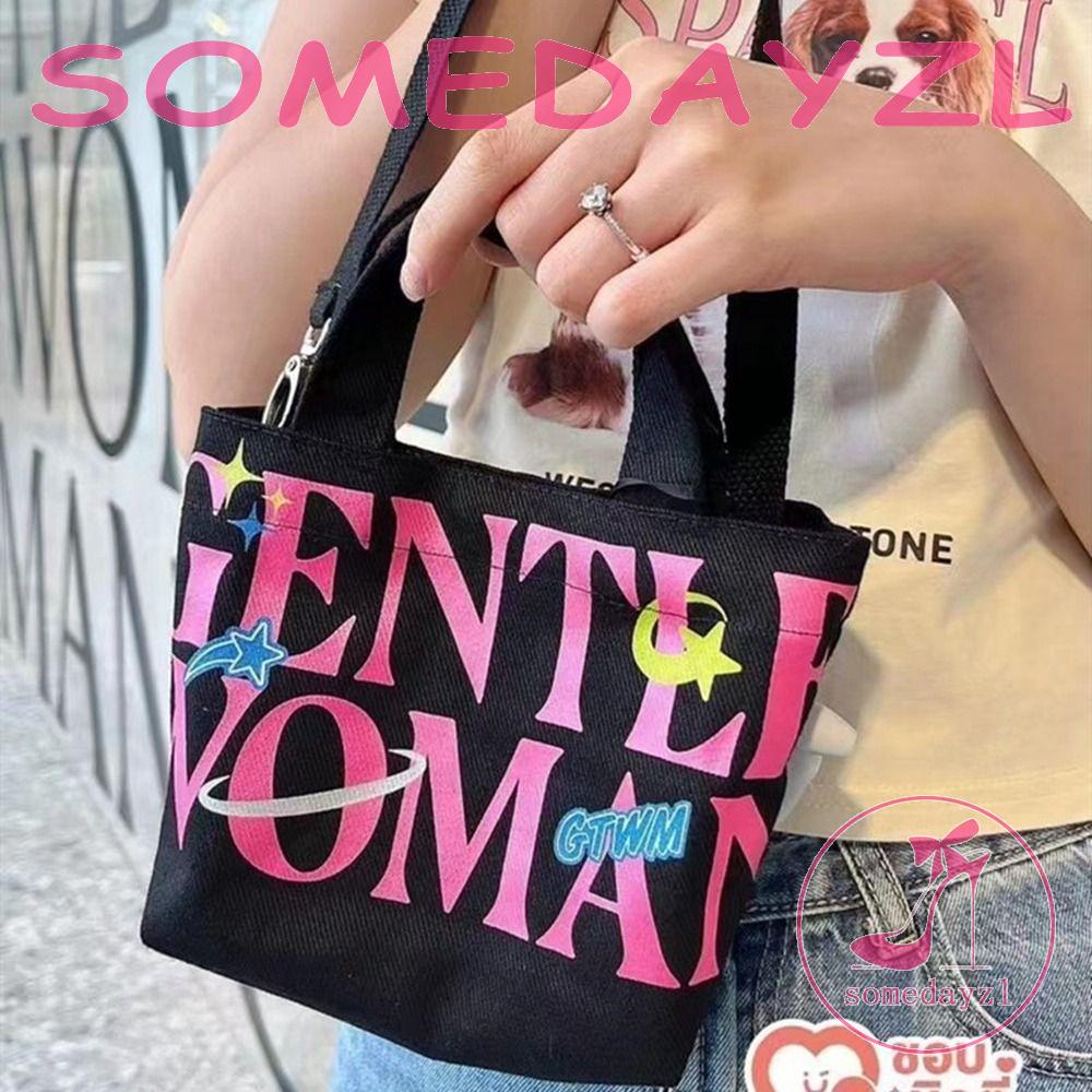 Túi Xách Vải Canvas Mini In Chữ Đơn Giản Thời Trang Cho Nữ