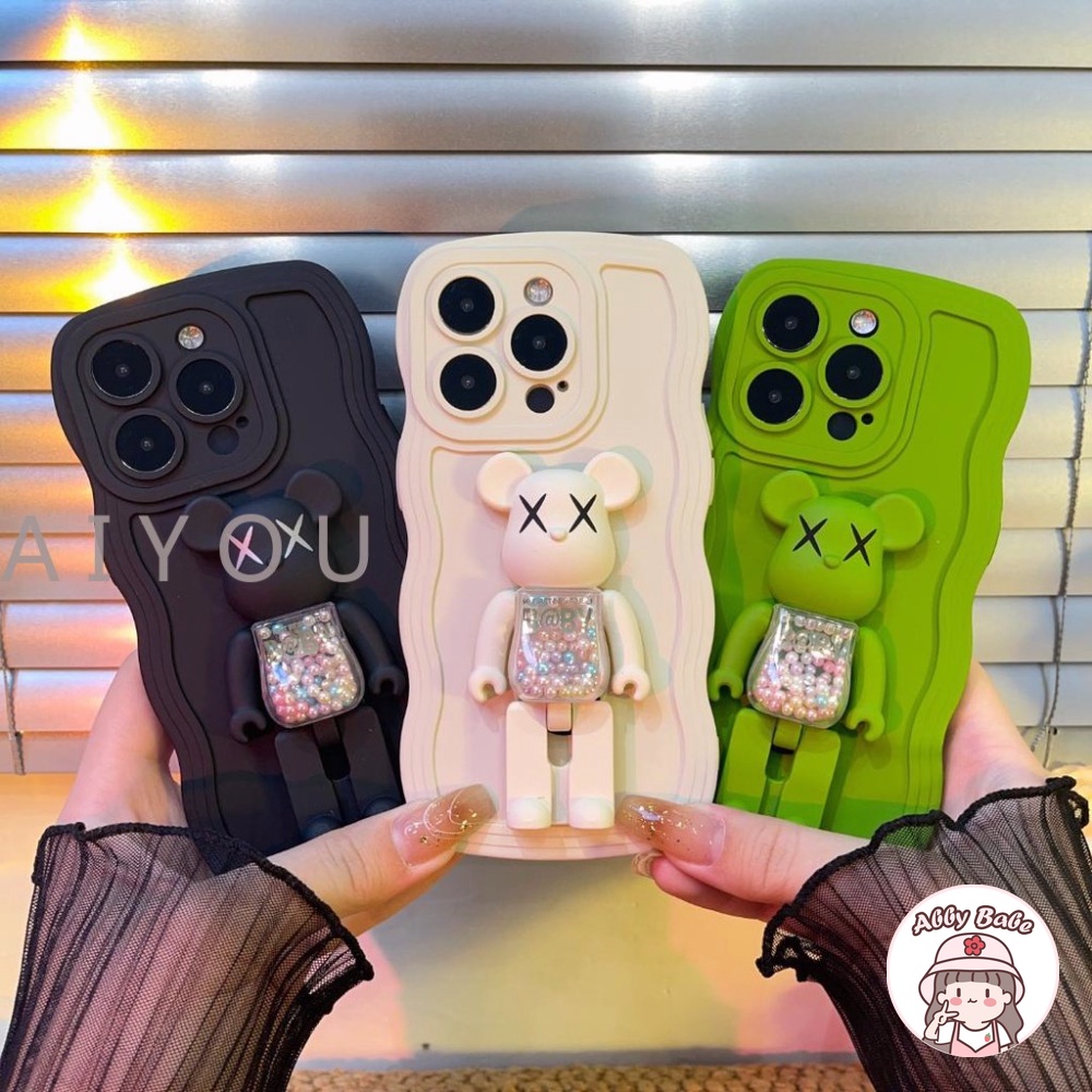 Ốp Điện Thoại TPU Mềm Bo Viền Hình Kaws Màu Macaron Gắn Giá Đỡ Chống Sốc IPhone 14 Pro Max 11 12 11 Pro Max X XS 7Plus