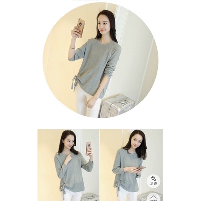 [Hàng Quảng Châu]P012 Áo len cổ tròn thắt nơ mẫu dộc quyền Sunny Shop