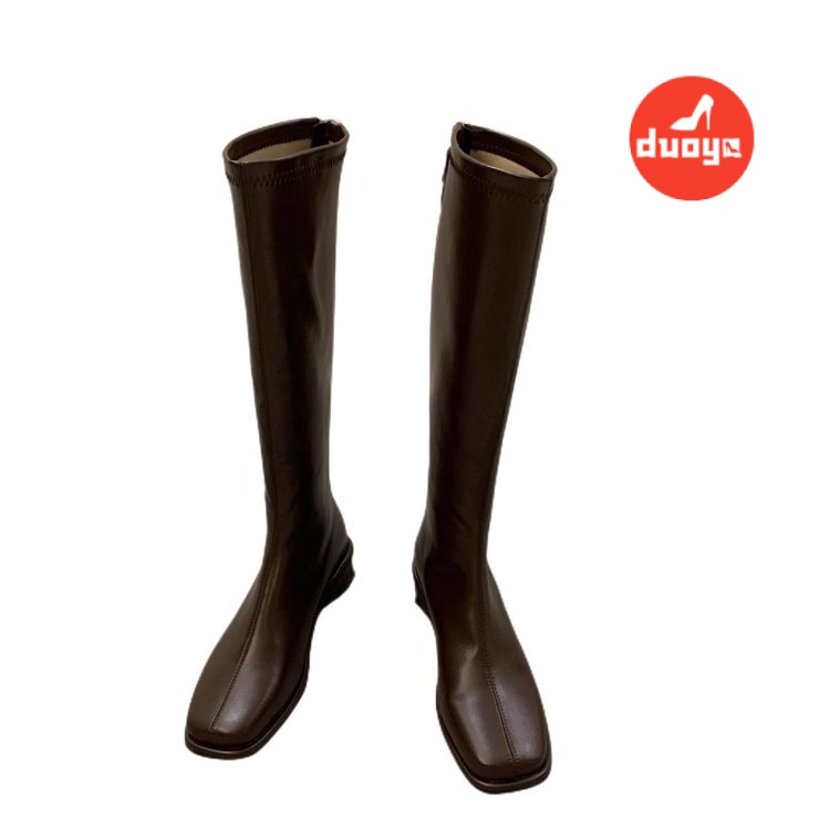 Đôi Giày Bốt Da PU Đế Thấp Lót Lông Cừu Dày Dặn Phối Khóa Kéo Thời Trang Thu Đông 2022 Cho Nữ (Hàng Có Sẵn) 3cm Gót Chân Mùa Đông Miễn Phí Vận Chuyển