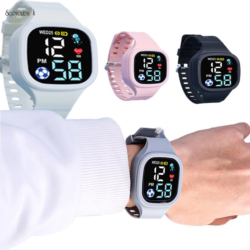 Đồng Hồ Điện Tử LED Dây TPU Chống Nước Đa Năng Cho Trẻ Em