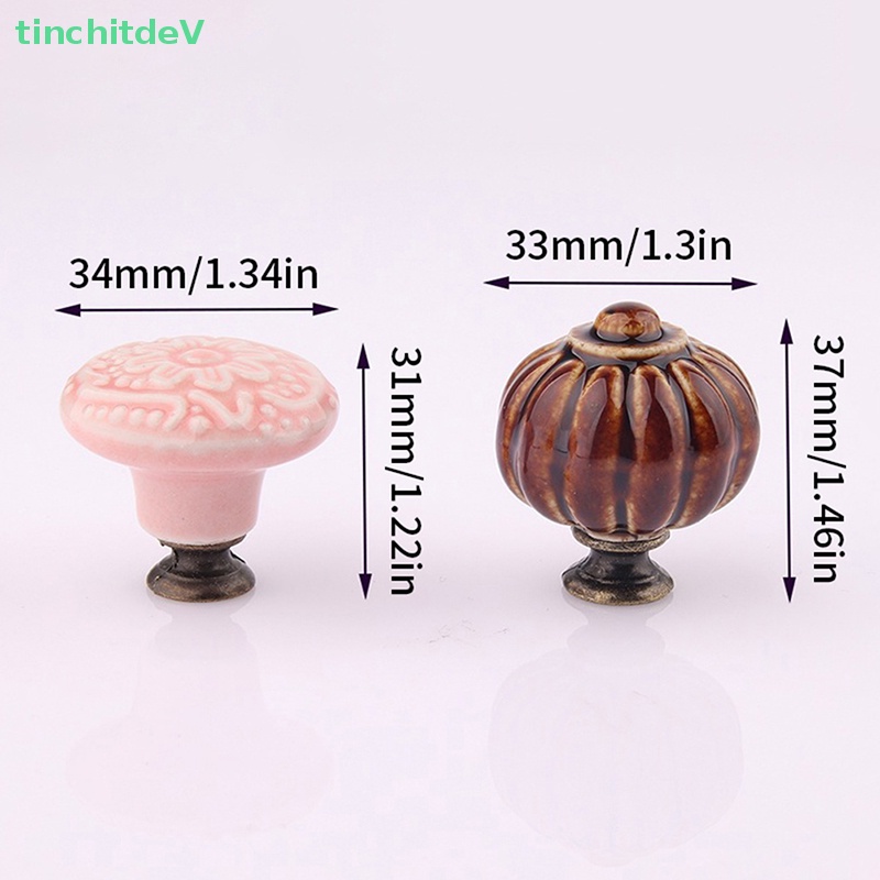 1 Tay Nắm Ngăn Kéo Tủ Bằng Gốm Hình Tròn Họa Tiết Hoa