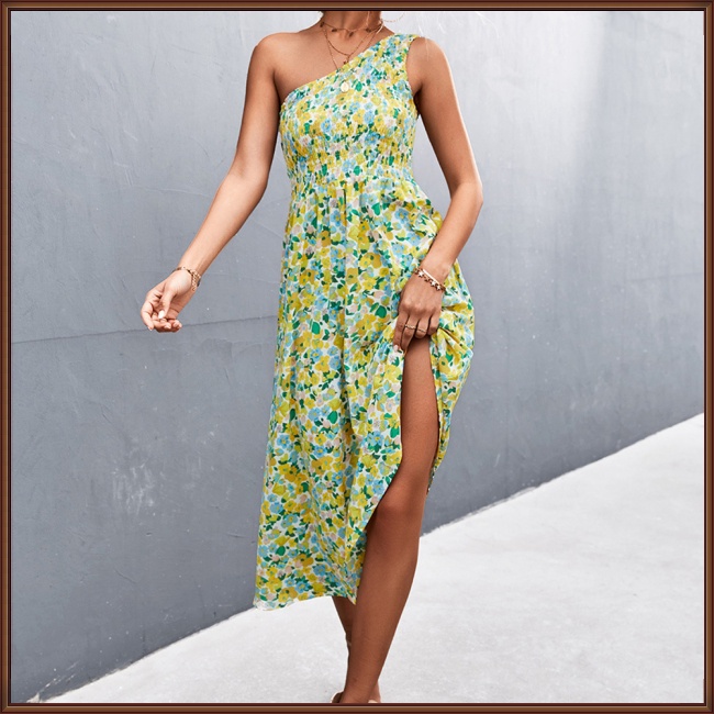 Đầm Không Tay Hở Vai In Hoa Thoáng Khí Thời Trang Mùa Hè Dành Cho Nữ