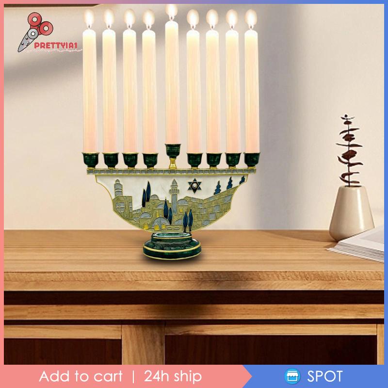 [Prettyia1] 9 Nhánh Nến Menorah Trang Trí Candelabras Mantel Hanukkah