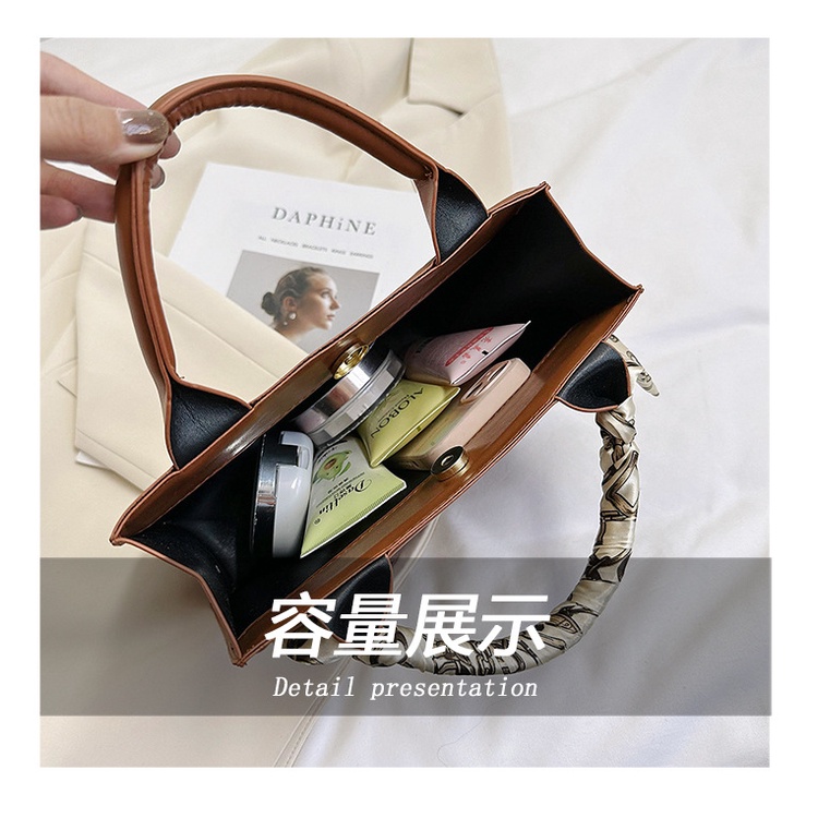 Túi Xách JASMIN NOIR Tote Hộp Nhỏ Hai Dây Đeo Khăn Choàng Kẻ Sọc Caro Thời Trang Thường Ngày Cho Nữ