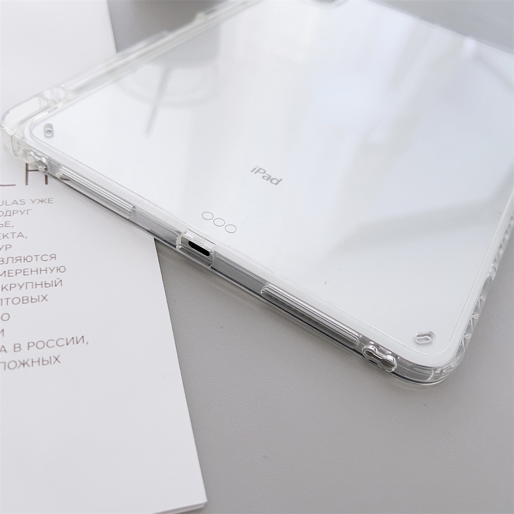 Ốp Máy Tính Bảng Bằng PC Trong Suốt Có Ngăn Đựng Bút Cho iPad 9th 10th Gen9 10.2 Air 5 4 3 2 7th 8th Pro 11 M2 12.9 10.5