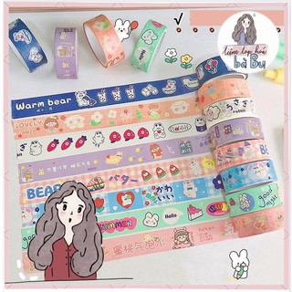 Cuộn washi tape dễ thương 3m phong cách Hàn ins dùng để dán hoặc trang trí
