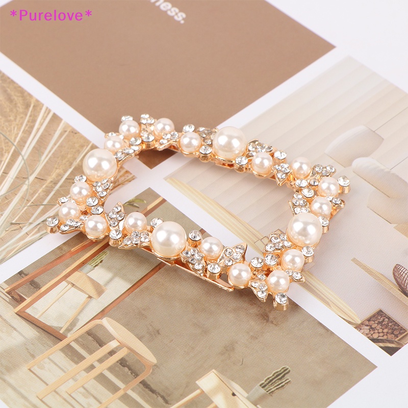 1 Khóa Kẹp Giày Cao Gót Bằng Kim Loại Đính Đá Ngọc Trai Mới