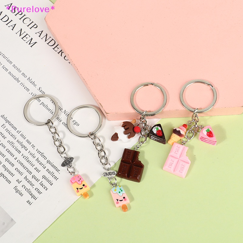 Móc Khóa Hình Bánh Kem / Trà / Kẹo / Món Tráng Miệng Handmade Dễ Thương Dành Cho Nữ Mới