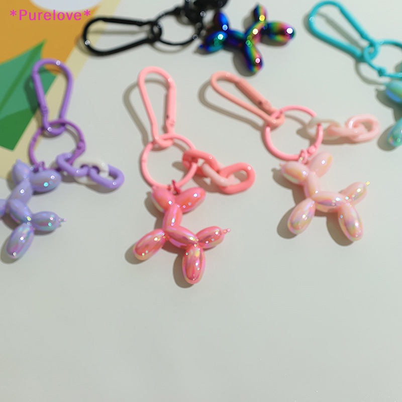 Móc Chìa Khóa Hình Chú Chó Và Bóng Bay Bằng Nhựa Resin Đáng Yêu Chống Thất Lạc Mới
