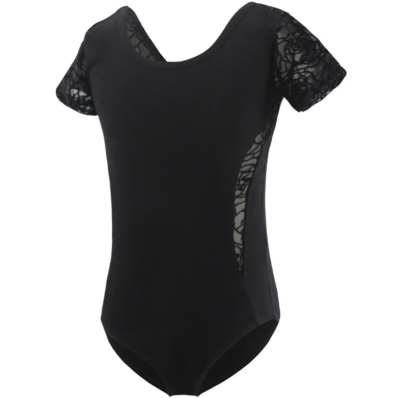 Áo Múa Ba Lê Cotton Tay Ngắn Phối Lưới Dành Cho Bé Gái