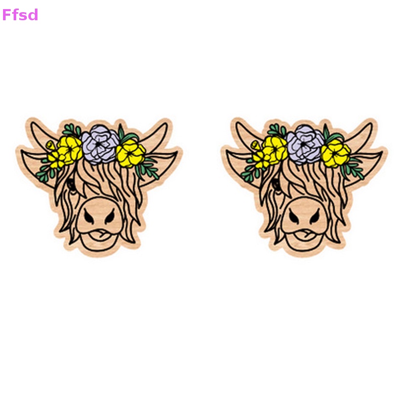 {Ffsd} 1 Đôi Bông Tai Đinh Tán Hình Bò Nông Trại Đồng Quê Cao Cấp Làm Quà Tặng Bán Chạy