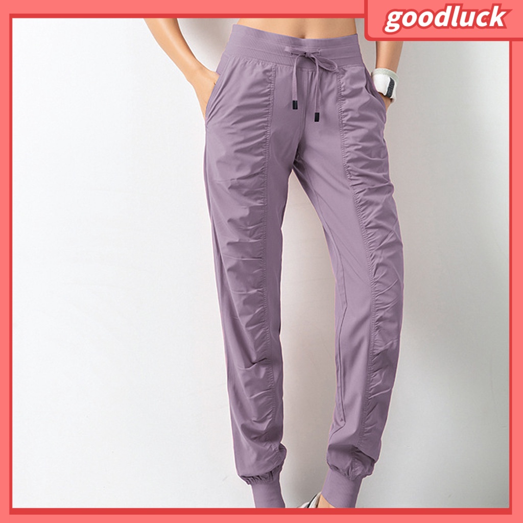 [ULK] Quần Bó Sát Lưng Cao Tới Mắt Cá Chân Màu Trơn Có Dây Rút Dành Cho Bạn Nữ