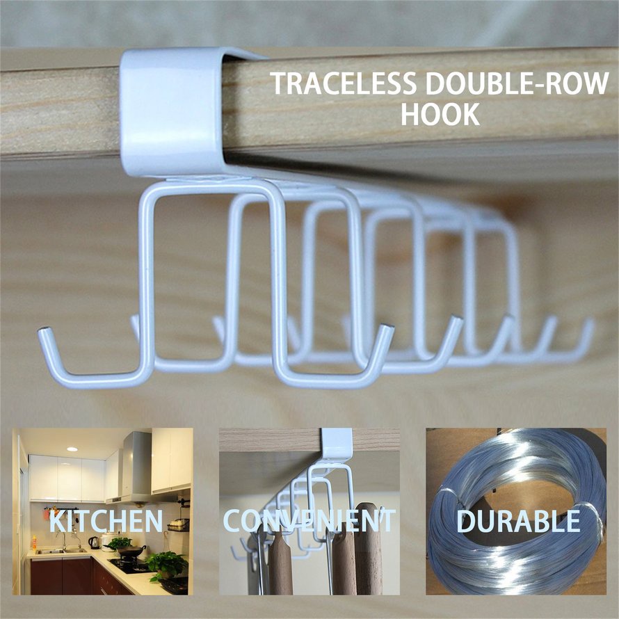 Kitchen Storage Rack 10 Hooks Metal Cupboard Hanging Hook Hanger Organizer