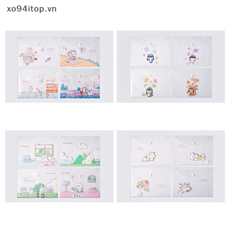 Túi Đựng Tài Liệu Khổ A4 Bằng PVC Trong Suốt Họa Tiết Hoạt Hình Chống Thấm Nước