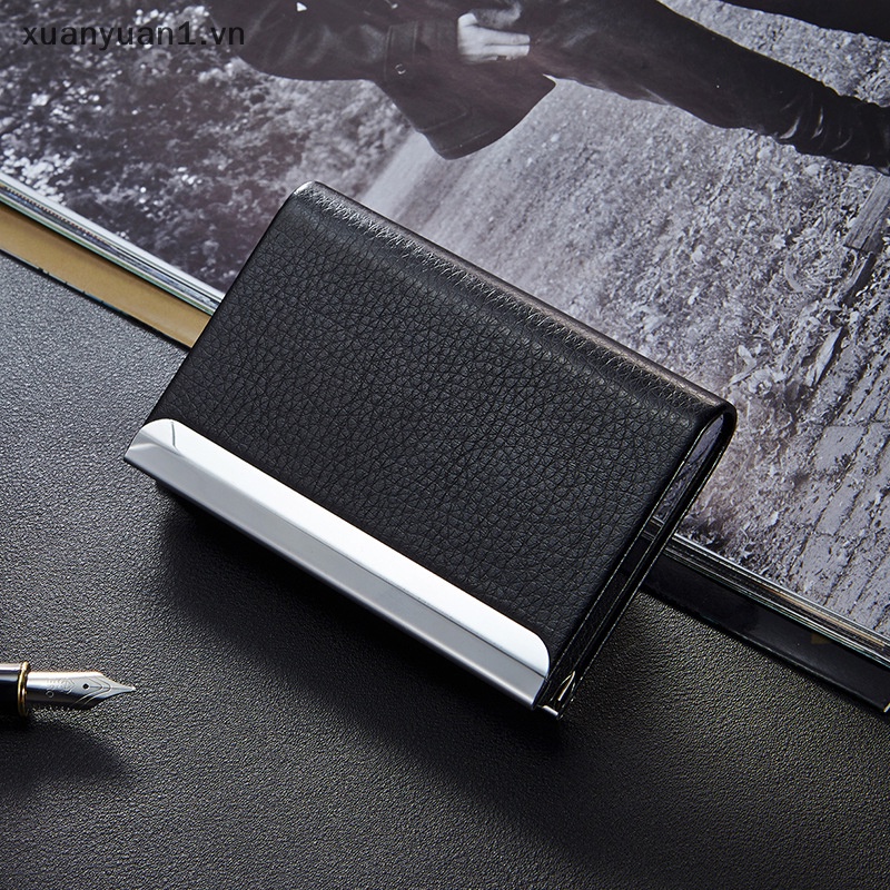 Ví Da PU Đựng Thẻ Tín Dụng / Danh Thiếp Bằng Thép Không Gỉ