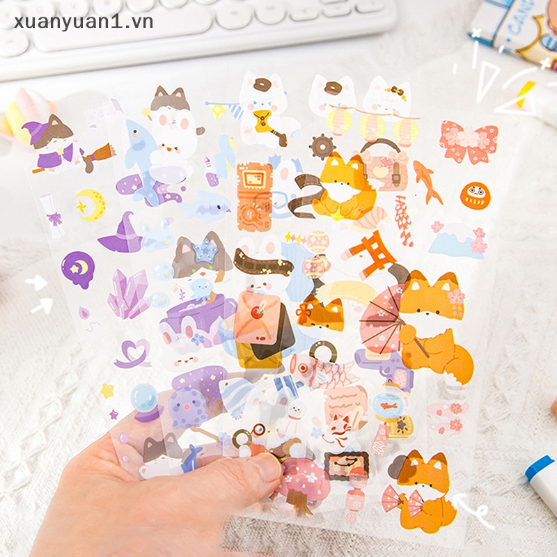 Set 5 Nhãn Dán Tự Trang Trí Sổ Tay / Nhật Ký Hình Thỏ / Gấu Đáng Yêu