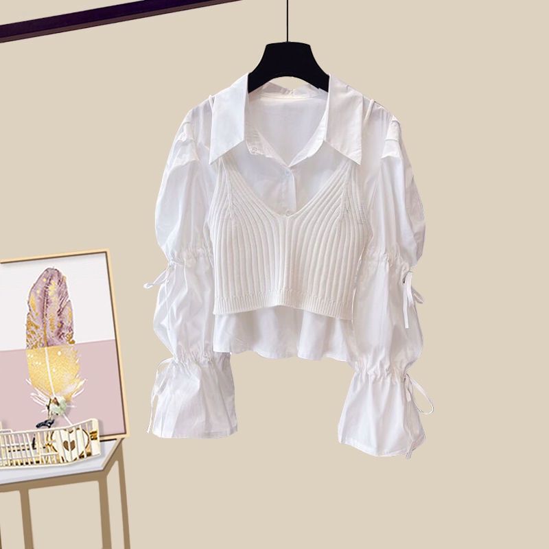 Set Áo Sơ Mi Phối Chân Váy Denim Ba Mảnh Thời Trang Xuân 2023 Mới Cho Nữ