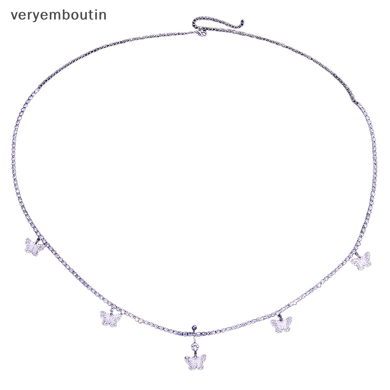 Dây Xích Đeo Hông Đính Đá Hình Bướm Bằng Bạc Quyến Rũ