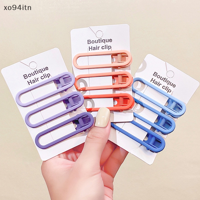 Set 3 Kẹp Tóc Mỏ Vịt Bằng Kim Loại Màu Sắc Ngọt Ngào