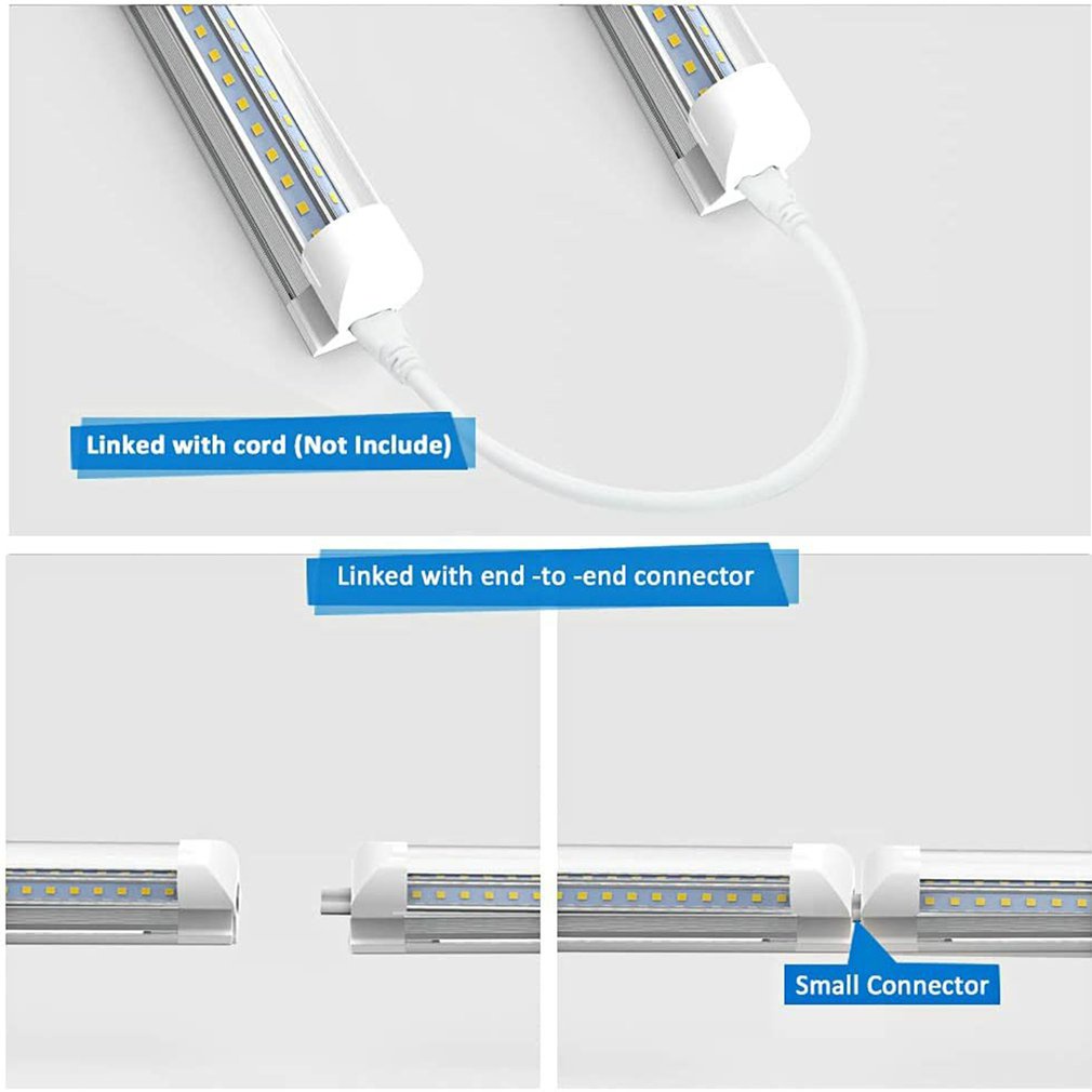 2 Pcs T8 Integrated V-Shaped Double Row Lamp Tube 14W 0.6M Linkable Light Fixture For Room Under Counter [Q/3]