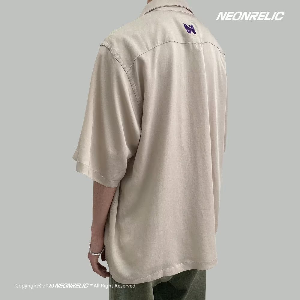 Áo Sơ Mi Ngắn Tay Dáng Rộng Thêu Hình Bướm Phong Cách Pháp Cổ Điển