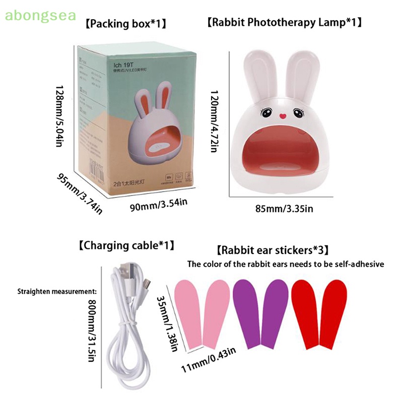 Abongsea Đèn LED UV Sấy Khô Móng Tay Hình Tai Thỏ Sạc USB Tiện Lợi
