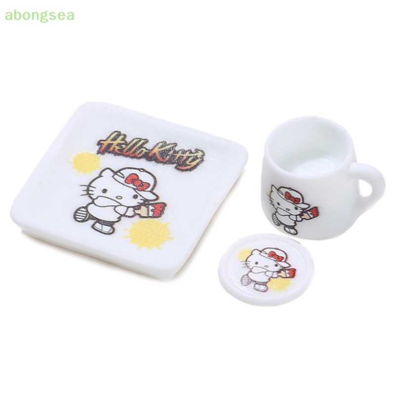 Bộ 2 Tách Uống Cà Phê + Đĩa Lót Trang Trí Nhà Búp Bê Tỉ Lệ 1 / 12