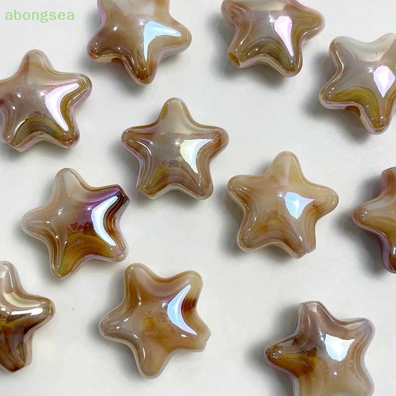 Set 10 Hạt Cườm Acrylic Hình Ngôi Sao Năm Cánh Nhiều Màu Sắc Lấp Lánh Dễ Thương Làm Vòng Tay DIY