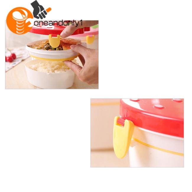 Hộp cơm 2 Tầng Cỡ Lớn Kèm Muỗng Nĩa Họa Tiết Dâu Tây Dễ Thương Cho Bé