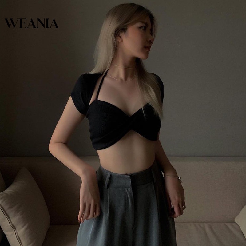 Áo Thun Ngắn Tay Thắt Nút Quyến Rũ Thời Trang Cho Nữ