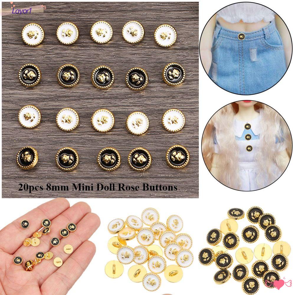 Set 1 / 20 Nút Hoa Hồng 8mm Trang Trí Thắt Lưng Cho Búp Bê