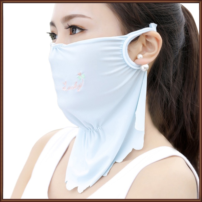 Khẩu Trang Chống Nắng Chống Bụi Bằng Lụa Mát Thêu Họa Tiết Hoa Gợn Sóng Thời Trang Mùa Hè Cho Nữ