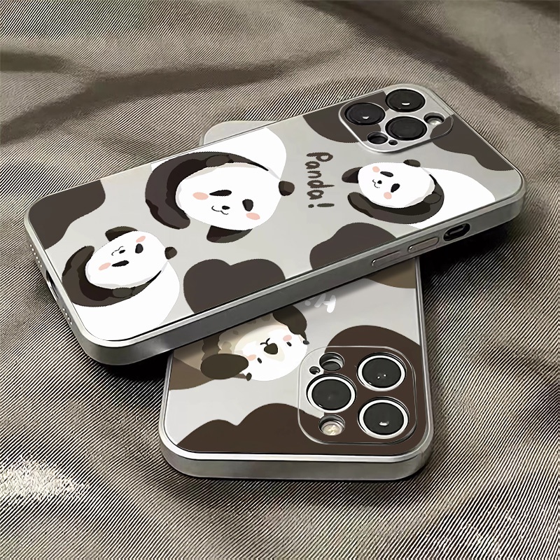 Ốp Điện Thoại TPU Silicon Mềm Mạ Điện Hình Gấu Trúc Chống Sốc Cho IPhone 14 13 12 11 Pro XS Max XR X 8 + 7 6S Plus